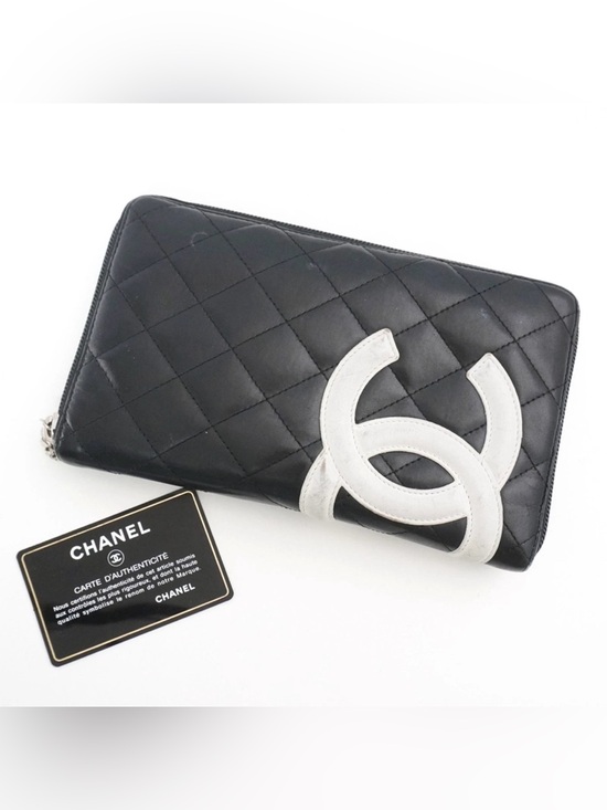 CHANEL Handbags - Chanel Cambon Wallet Quilted Leather CC Logo Zip Around Black Pink